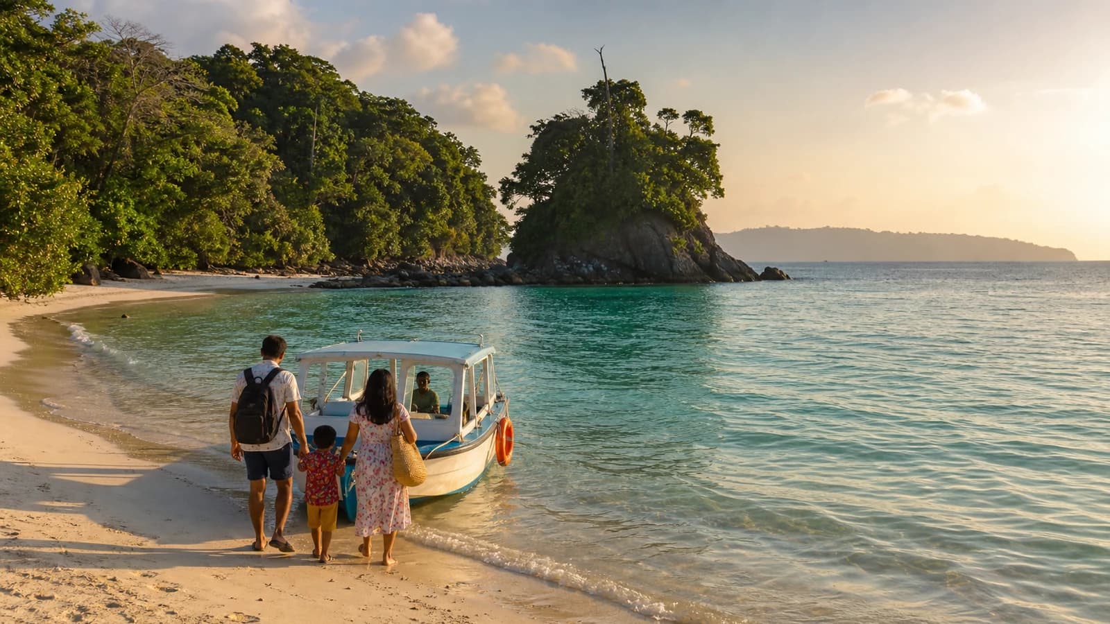An Andaman island beach and turquoise water scene — representing Aru K's journey