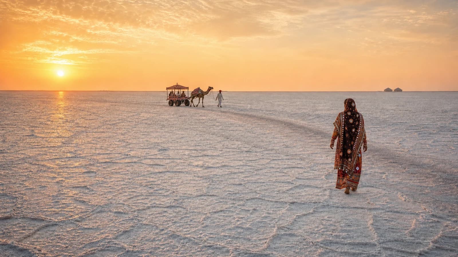 The Great Rann of Kutch with restrained Gujarati cultural details