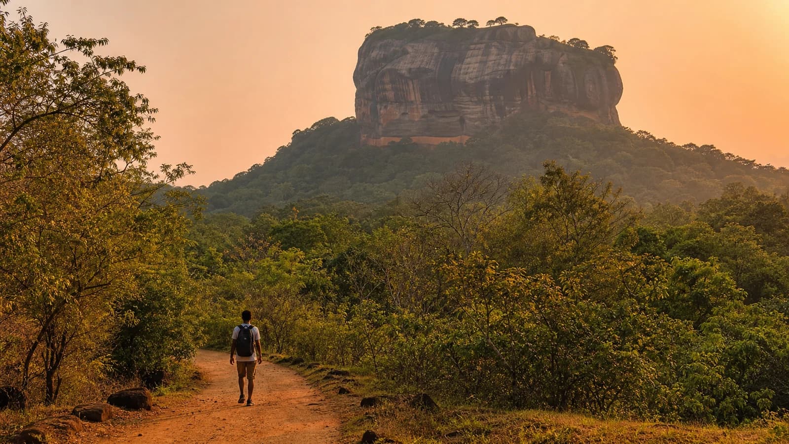 Sigiriya Rock Fortress above the Sri Lankan forest