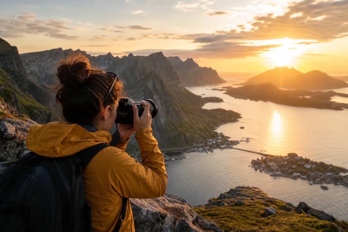Traveller capturing a meaningful travel memory